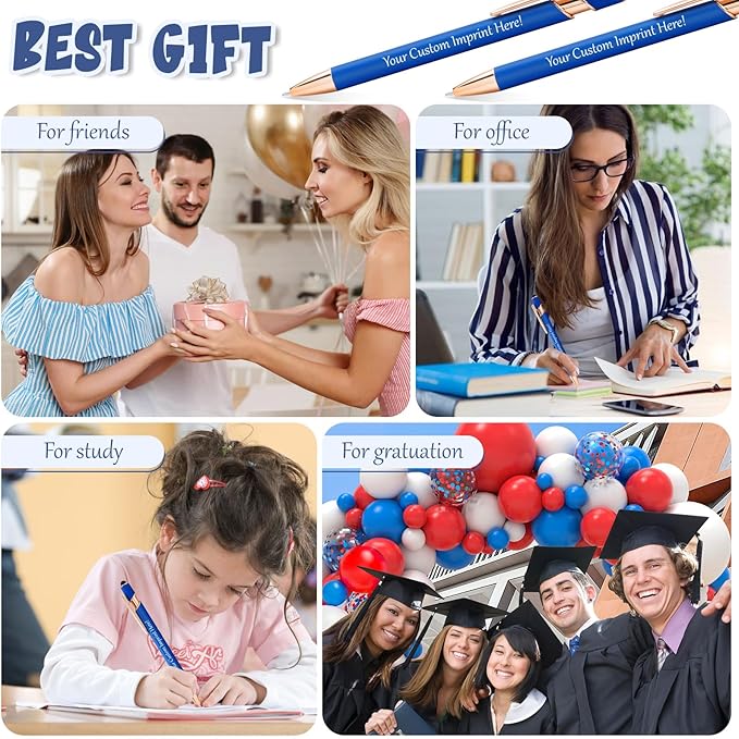 Personalized Pens in Bulk, Customized Engraved Pens with Name or Text, Black Ink Ballpoint Pens with Stylus for Business, Promotional Gifts, Events, Parties, Students, Gifts