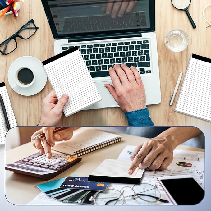 10 Pack of Legal Pad Writing Pads 5" x 8" Notepad 80gsm Recycled Paper Small Legal Pads 25 Lines Note Pads Perforated Legal Pads 30 Sheets Double-Sided Printing Legal Pads for School, College, Office