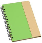 DISCOUNT PROMOS Eco Friendly Spiral Notebooks with Pens Set of 10, Bulk Pack - Perfect for School, Office, Home - Green