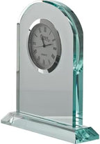 Crown Awards Emerald Crystal Clock – Personalized Jade‑Tone Desk Clock with Custom Engraving – Elegant Gift & Recognition Award Timepiece