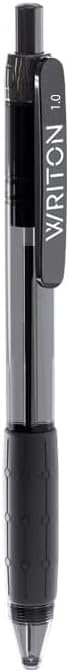 Writon Retractable Ballpoint Pens, Comfort Grip, 1.0mm Medium Point, Black Ink, 24 Pack
