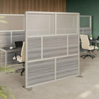 NBF Office Partition Room Divider - 76" H x 72" W Gray, Large Privacy Screen, Portable Partition Wall, Free Standing Office Divider