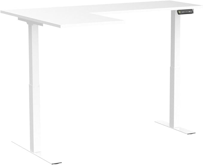 FLEXISPOT Corner Desk Dual Motor L Shaped Computer Electric Standing Sit Stand Up Desk Height Adjustable Home Office Table with Splice Board, 71x48 White