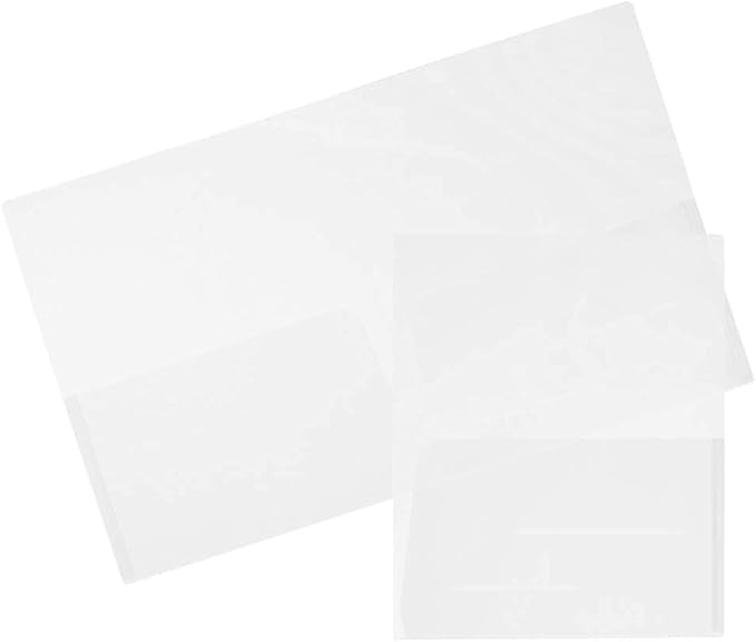 JAM PAPER Plastic Light Weight Flexible Two Pocket Presentation Folders - Clear - 12/Pack