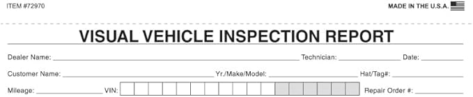 Visual Vehicle Inspection Report – 2-Part Carbonless Vehicle Checklist, Snap-Out Auto Service Forms, Fleet Maintenance Logs, Car Checkup Sheets - White & Canary 8.5"×11" - Pack of 500