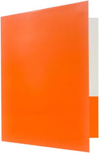 JAM PAPER Custom Printed Semi-Gloss Folders with Round Corner Pockets - Personalized Logo & Text - 12pt C1S - Orange - 250/Pack