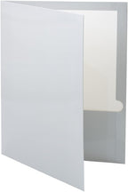 JAM PAPER Laminated Two Pocket Glossy School Folders - Letter Size - High Gloss Silver - 6/Pack