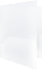 JAM PAPER Plastic Color Pop Folders - 2 Pocket Durable Folders with Metal Prongs Fastener Clasps - Clear - 3/Pack