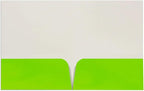 JAM PAPER Custom Printed Semi-Gloss Folders with Round Corner Pockets - Personalized Logo & Text - 10 pt C2S - Lime Green - 100/Pack