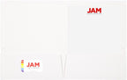JAM PAPER Laminated Two Pocket Glossy School Folders - Letter Size - High Gloss White - Bulk 25/Pack