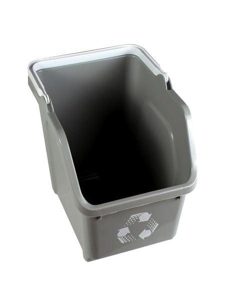 6 Gallon Stackable Recycling Bins for Homes, Garages, Offices Made of 100% Recycled Plastic - (Grey, 1 Pack)