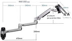 XSJ8013WT Wall Mount Laptop Holder Ultra Long Arm Aluminum Mechanical Spring Full Motion Laptop Mount Arm Monitor Holder Lapdesk (Silver)