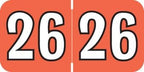 2026 Year Stickers, Doctor Stuff 2026 Chart Stickers, Coral/Black Color Coded, Colwell Jewel Tone Style, USA Made Year Labels for End Tab File Folders, 500/Roll, 1 Roll, 3/4" x 1-1/2"