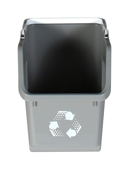 6 Gallon Stackable Recycling Bins for Homes, Garages, Offices Made of 100% Recycled Plastic - (Grey, 1 Pack)