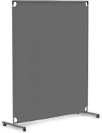Steel-AID 50-inch Rolling Privacy Room Divider - Freestanding Office Wall Partition with Non See-Through Blackout Screen - Sturdy & Durable Iron Frame - Rolling Wheels - Black, White, Gray & Blue