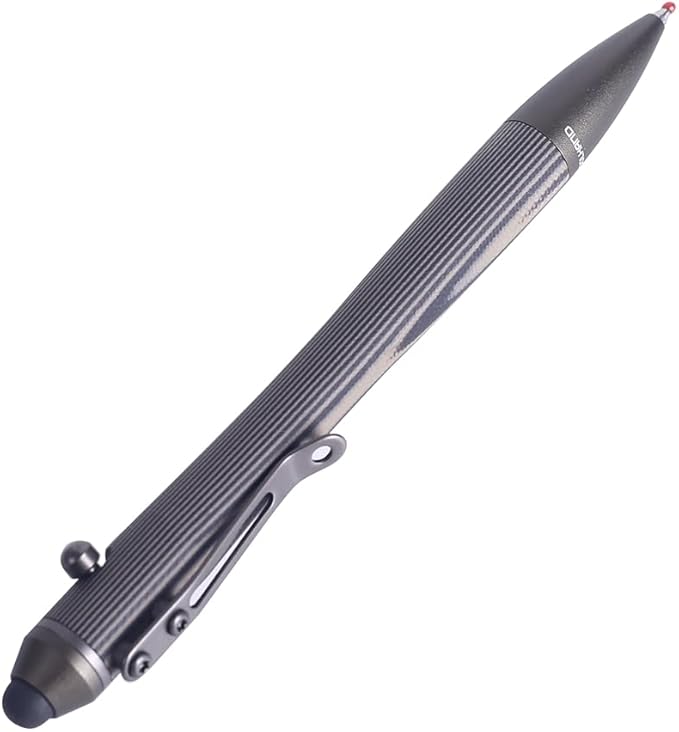 Cool Hand 5.7'' Bolt Action Pens, EDC Ballpoint Ink Refillable, Stylus for Touch Screen, G10 Body w/Pocket Clip, Ergonomic Grip, with a Free Refill, 5374-B