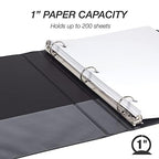 Samsill 1 Inch 3 Ring Binders, Made in USA, Economy Round Ring, Clear View Cover, 200 Sheet Capacity - for School, Home, Office - Black, 4 Pack