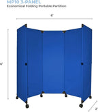 Versare MP6 Portable Folding Wall Partition | Economical 3 Panel Design | Portable Room Divider On Wheels | Adjustable, Freestanding Setup | Multiple Widths
