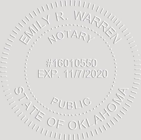 MaxMark Notary Seal Round Pink Embosser for Oklahoma State - Includes Gold Burst Seal Labels (50 Count)