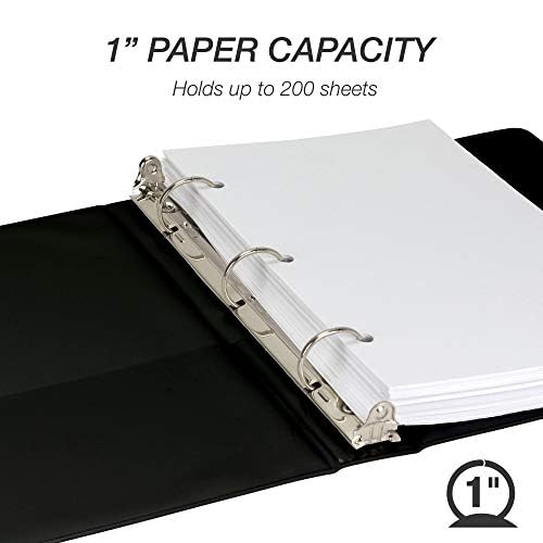 Samsill Economy 1 Inch Mini 3 Ring Binder, Made in The USA, Round Ring Binder, Non-Stick Customizable Cover, 1" Storage, Single, Black