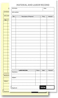 2 Part Carbon-Less Material & Labor Record Books (20 Books)