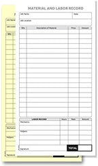 2 Part Carbon-Less Material & Labor Record Books (20 Books)