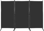 MAYOLIAH Partition Room Dividers 3 Panel Folding Privacy Screens 6 Ft Tall Portable Office Walls Dividers for Room Separator 102"x20"x71", Black