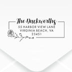 Custom Floral Address Stamp | Choose from 12 Designs | Multiple Ink Color Options | Envelope Return Address Stamp for Couple or Family (Design 8, Extra Large)