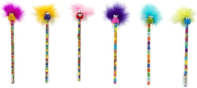 Raymond Geddes Miles O'Smiles Tip Topz Number 2 Pencils For Kids With Pencil Toppers (Pack of 24)