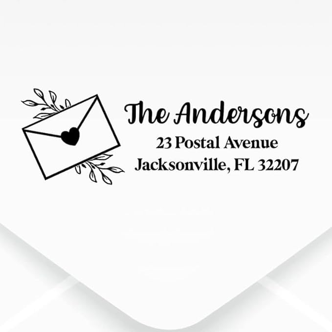 Custom Floral Address Stamp | Choose from 12 Designs | Multiple Ink Color Options | Envelope Return Address Stamp for Couple or Family (Design 3, Extra Large)