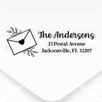 Custom Floral Address Stamp | Choose from 12 Designs | Multiple Ink Color Options | Envelope Return Address Stamp for Couple or Family (Design 3, Large)