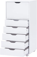 Naomi Home Carly 6-Drawer Craft & Office Storage Cabinet – Rolling Storage Drawers with Lockable Casters, Compact for Craft Rooms, Offices, Under Desk, 18.8" D x 15.7" W x 41.3" H