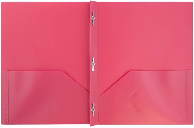 JAM PAPER Plastic 2 Pocket POP Folders - Durable School Folders with Metal Prongs Fastener Clasps - Assorted Fashion Colors - Bulk 96 Folders/Box (16 Assorted Packs of 6)