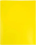 JAM PAPER Plastic 2 Pocket POP Folders - Durable School Folders with Metal Prongs Fastener Clasps - Yellow - Bulk 48/Pack