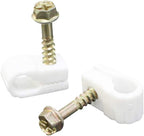 Coaxial Cable Clips - Cable Holder - Wire Clips - Siding Clips for Hanging - Cord Holder for Desk - Cable Clamps - Cord Clip - Wire Organizer Clips - Tv Mount Screws - White - 10 Pack - STEREN