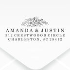 Custom Floral Address Stamp | Choose from 12 Designs | Multiple Ink Color Options | Envelope Return Address Stamp for Couple or Family (Design 5, Medium)