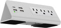Kable Kontrol Desk Clamp Power Strip with USB-C Port, Nightstand Charging Station, 3 AC Outlets, 3 USB-A Ports, Fast Charger, Easy Installation for Home, Offices, Hotels – 4.9 Ft, White, 1 Pc