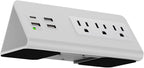 Kable Kontrol Desk Clamp Power Strip with USB-C Port, Nightstand Charging Station, 3 AC Outlets, 3 USB-A Ports, Fast Charger, Easy Installation for Home, Offices, Hotels – 4.9 Ft, White, 1 Pc