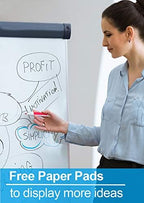 DexBoard Dry Erase Easel 36" x 24", Height Adjustable Magnetic White Board with Tripod Stand, Office Presentation Board with 25 Sheets Flipchart Paper Pad, Magnets & Eraser, Black