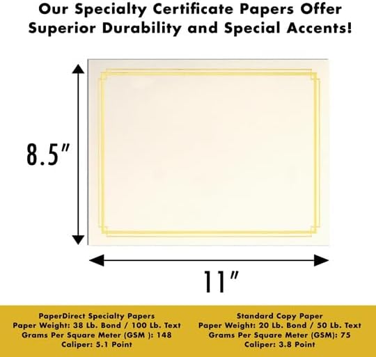 PaperDirect Foil Elegance Specialty Certificates, 50 Sheets of 38lb White Paper, 8½" x 11", Double Purple Foil Border, Perfect for Awards, Students, Employees, Volunteers, Course Completion, Diplomas