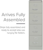 Scranton & Co 4-Drawer 22" Deep Letter Filing Cabinet in Black, Office Commercial Grade, Fully Assembled, Light Gray