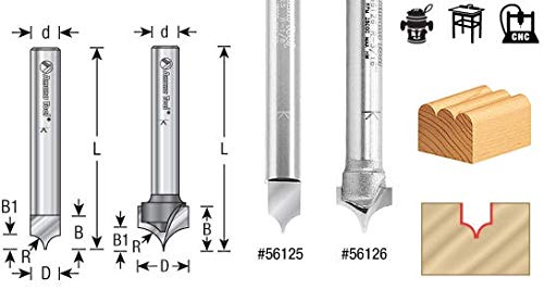 Amana Tool 56123 Carbide Tipped Point Cutting Roundover Router Bit Rounding 1/4 R x 1/2 D x 1/2 x 1/4 Shank x 2 Inch Long