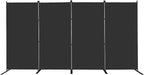 MAYOLIAH 4 Panel Room Divider 6ft Tall Freestanding Privacy Screen 136'' W Portable Office Partition w/Flat Base, Black