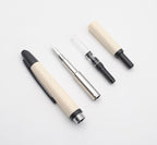 JINHAO 20 Press Fountain Pen, Retractable Capless Resin Pen with Ink Converter (F Nib 0.5mm, Ivory White)