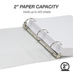 Samsill 2 Inch 3 Ring Binders, Made in USA, Economy Round Ring, Clear View Cover, 425 Sheet Capacity - for School, Home, Office - White, 6 Pack