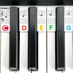 BEATBIT Piano Notes Guide for Beginner, Removable Piano Keyboard Note Labels for Learning, 88-Key Full Size, Made of Silicone, No Need Stickers, Reusable and Comes with Box (Rainbow Colors）