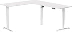 VIVO Electric Corner 84 x 63 inch L-Shaped Standing Desk, Memory Height Adjustment, White Top White Frame, DESK-E3CTWW-84