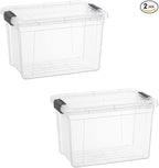 Superio Clear Storage Boxes with Lids, 2.4 Quart Plastic Container Bins for Organizing, Stackable Crates, BPA Free, Non Toxic, Odor Free, Organizers for Home, Office and Dorm,