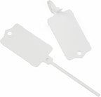 100pcs Blank Plastic Tags for Labeling Reusable Hanging Tags Ties Key Tag Storage Labels Waterproof Plastic Mark Label Writable Hang Sign with One Marker Pen (White)