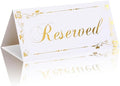 12 Pack Reserved Table Signs White Reserved Table Tent Card with Gold Foil Design for Wedding Party Restaurant - Double Sided Reserved Sign Table Tent Place Cards for Event